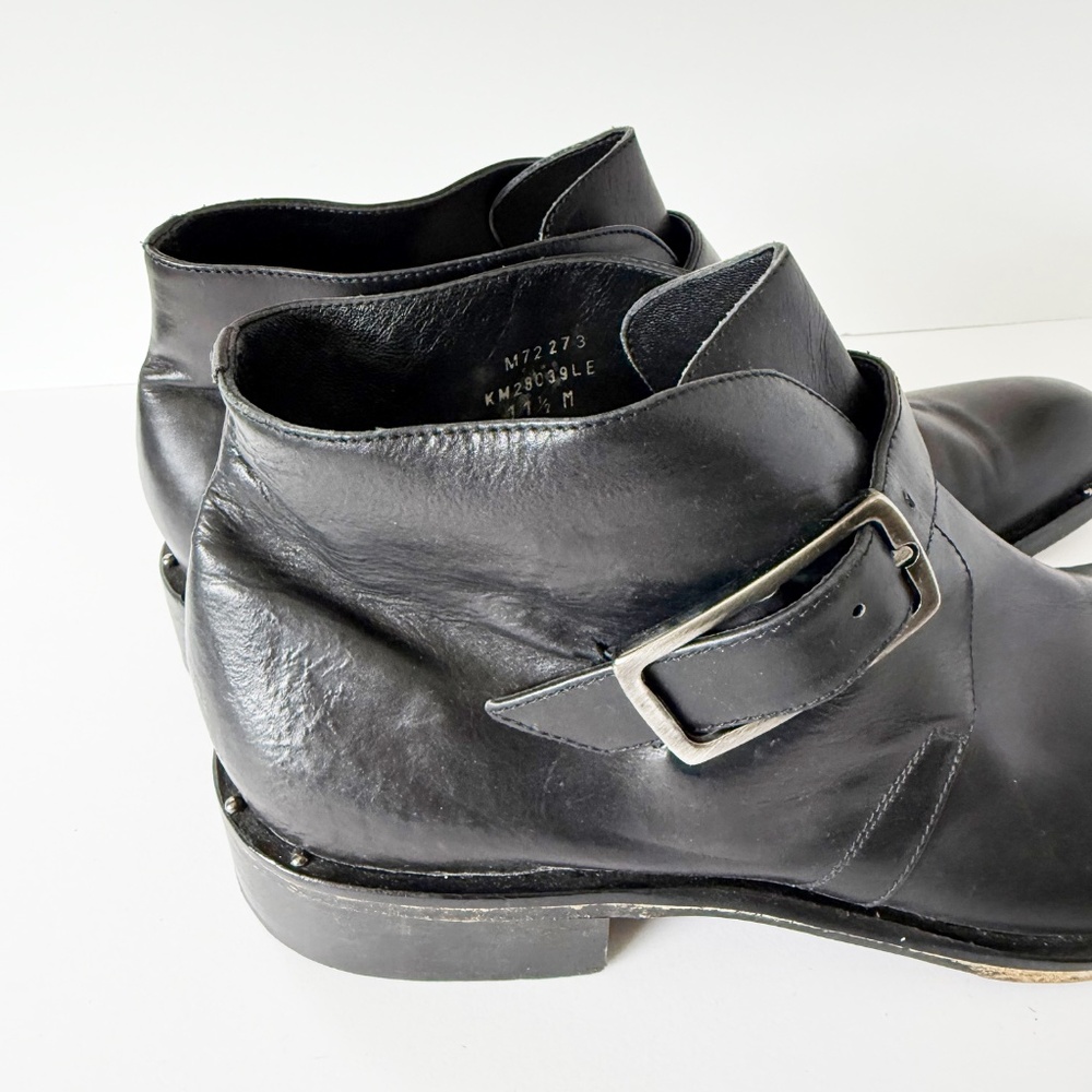 Vintage Kenneth Cole Monk Strap Studded Black Leather Ankle Boots Size 11.5 - Picture 8 of 11